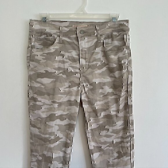 LEVI'S 720 High Rise Super Skinny Crop Jeans Tan Camo Camouflage Cropped Ankle - Picture 3 of 12
